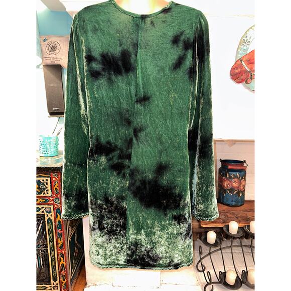 BLU MOON PLANET BLUE VELVET TIE DYE BELLSLEEVE STEVIE NICKS DRESS - Picture 3 of 9